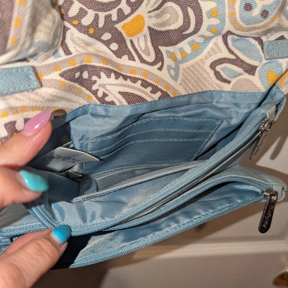 Boho Y2K Paisley Crossbody Bag Thirty One Double Up Blue Yellow Foldover Bag